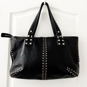 MICHAEL KORS Black Leather Studded Tote/Shoulder Bag Size 17”x 11”x 4”